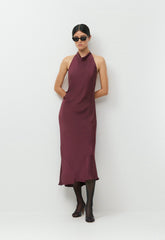 Audience Satin Maxi Halter Dress - GALA PLUM