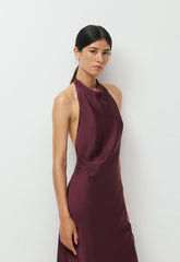 Audience Satin Maxi Halter Dress - GALA PLUM