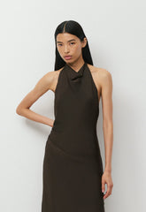 Audience Satin Maxi Halter Dress - CACAO NIB BROWN