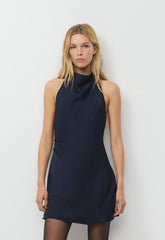 Audience Satin Mini Halter Dress - ADMIRAL