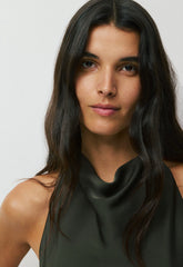 Audience Satin Mini Halter Dress - FLINT GREEN