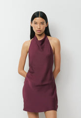 Audience Satin Mini Halter Dress - GALA PLUM