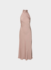 Tidal Satin Halter Dress - DUSTY MAUVE