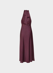 Tidal Satin Halter Dress - GALA PLUM