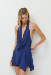 Backstage Halter Dress - BYRON BLUE