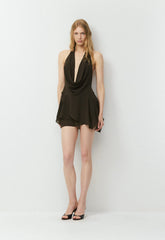 Backstage Halter Dress - CACAO NIB BROWN