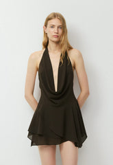 Backstage Halter Dress - CACAO NIB BROWN