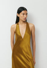 Spotlight Satin Dress - SHERRY OCHRE