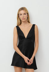 Matinee Satin Dress - BLACK