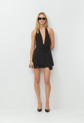 Backstage Halter Dress - BLACK/BIRCH
