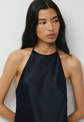 Estate Silk Halter Dress - DARK NIGHT NAVY