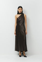 Verve Satin Dress - CACAO NIB BROWN