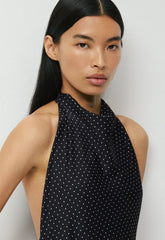 Audience Satin Maxi Halter Dress - BLACK/BIRCH