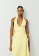Nightscape Linen Halter Dress - LEMONADE/BLUE