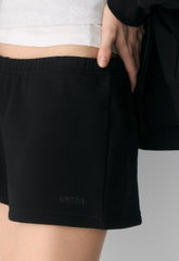 Cozy Sweatfleece Boyfriend Lo-Rise Mini Short - BLACK