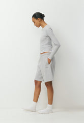 Cozy Sweatfleece Mega Above-Knee Short - HEATHER CHROME