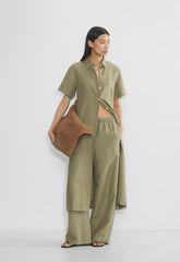 Eleta Linen Maxi Dress - SUNDRIED OLIVE