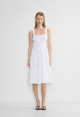 Martine Poplin Midi Dress - BRIGHT WHITE