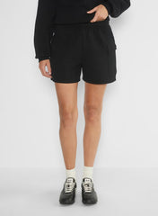 Cozy Sweatfleece Mega Cargo™ Mid-Thigh Short - BLACK
