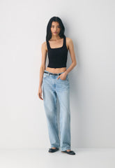 HomeStretch™ Rib Frequency Waist Tank - RICH MOCHA BROWN