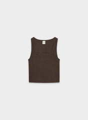 HomeStretch™ Rib Frequency Waist Tank - RICH MOCHA BROWN