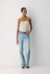 Casual Contour Hi-Hip Tube Top - HEATHER ECRU