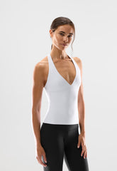 BUTTER Riley Halter Top - BRIGHT WHITE