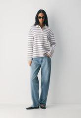 InterLock Cotton Eton Longsleeve - WHITE/ VILLA PINK