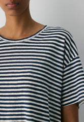 Loom Linen Quay T-Shirt - ADMIRAL/ LIGHT BIRCH