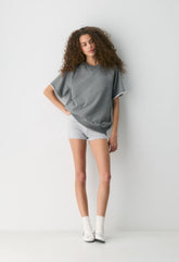 Terry Sweatfleece Perfect Raglan T-Shirt - HEATHER DARK GREY