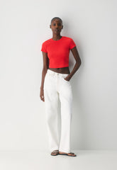 HomeStretch™ Rib Tune Waist T-Shirt - CHERRYBOMB RED