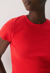 HomeStretch™ Rib Tune Waist T-Shirt - CHERRYBOMB RED