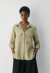 Utility Linen Shirt - MARTINI OLIVE