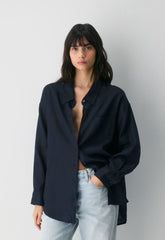 Reminisce Relaxed Linen Shirt - DARK NIGHT NAVY