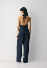 Martini Satin Halter Top - ADMIRAL