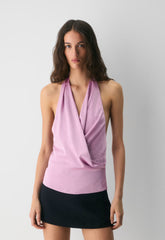 Martini Satin Halter Top - SWEET PEA PURPLE