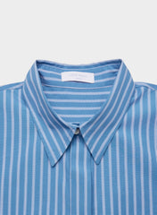 New Essential Relaxed Poplin Shirt - MTLND STRP FR BLU/WHT