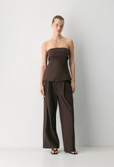 Element Linen Tube Top - RICH MOCHA BROWN