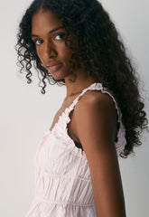 Helena Poplin Top - AMS STRP BT WT/MLSK PK