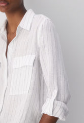 Utility Linen Shirt - HNDSN STRP WT/ADMIRAL