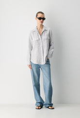 Utility Linen Shirt - MILN STRIPE W/HRBR NV