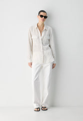 Utility Linen Shirt - WLN STP WHT/NTRL ECR