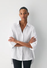 Archive Linen Shirt - HNDSN STRP WT/ADMIRAL