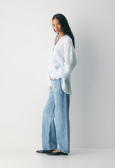 Archive Linen Shirt - VLABLU/BRGTWHT
