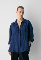 Archive Linen Shirt - SUSAN STRPE HRBR NV/W