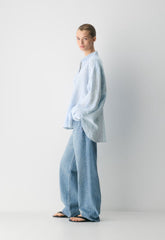 Archive Linen Shirt - WLN STP WHT/CRNFLR BL