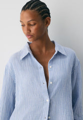 AirPlush Cotton™ Sail Shirt - LINSEY STRP FCH BL/WHT