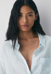 Reminisce Relaxed Linen Shirt - MTCHL STRP VLA BL/ OK