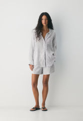 Reminisce Relaxed Linen Shirt - MILN STRIPE W/HRBR NV