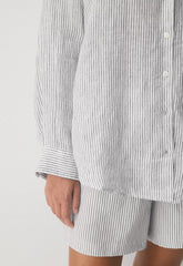 Reminisce Relaxed Linen Shirt - MILN STRIPE W/HRBR NV